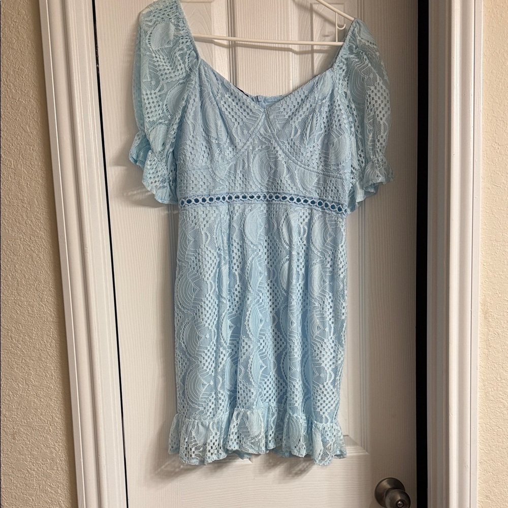 Light Blue Lace Mini Dress